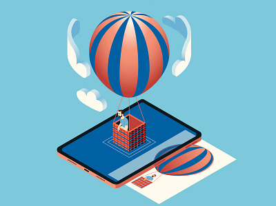 Hot Air Balloon editorial illustration graphic design illustration ipad illustration isometric illustration tech illustration vector web illustration