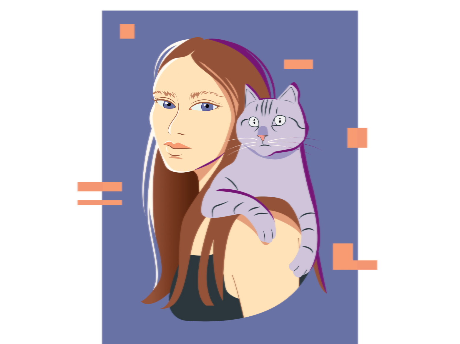 Portrait with a cat by Maria Lupan on Dribbble