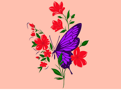 A butterfly with flowers in adobe illustrator design graphic design illustration vector