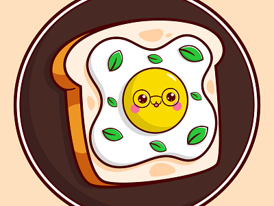 Cute egg toast with glasses in a plate bread illustration breakfast food cartoon cartoon art cartoon design cooking illustration cute cute egg cute food cute illustration design egg fried egg graphic design illustration kawaii kids illustration kids meal toast vector