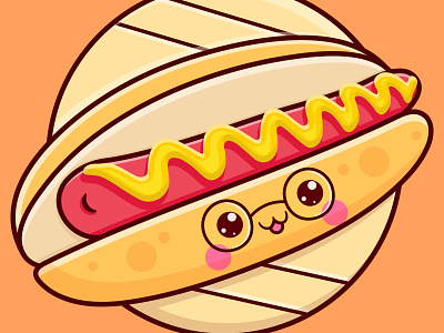 Cute hotdog with glasses in wood plat