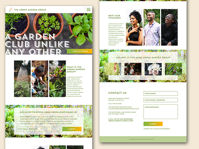 Simple landing webpage for garden org w/orange rose logo mockup