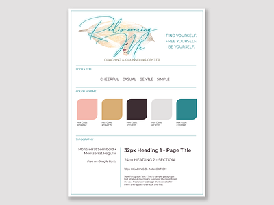 Mini-Branding Style Guide for Therapist Website Redesign branding design graphic design