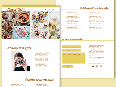 Food photographer's portfolio concept website design design graphic design