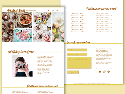 Food photographer's portfolio concept website design