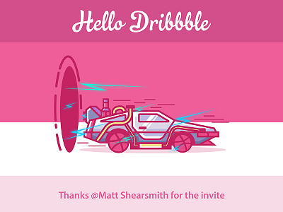 Hello Dribbble! back to the future delorean dribbble hello invite logo marty