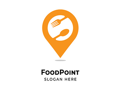 Food Point Logo branding food graphic design location logo minimalist pin restaurant