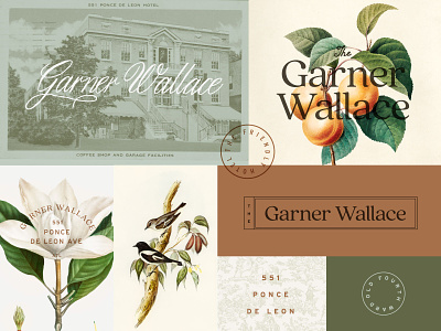The Garner Wallace Hotel floral handwritten historic hotel hotel branding illustration logo magnolia retro script south southern type typography vintage