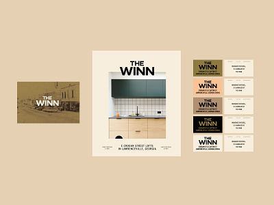 The Winn Suite bold branding business card clean collateral color historical lettering lofts logo modern logo postcard poster type typography