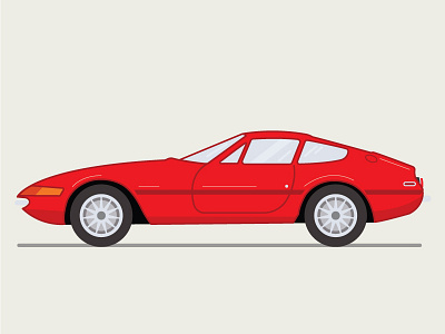 1969 Ferrari Daytona 1969 car car illustration daytona design ferrari flat flat design illustration race car racing