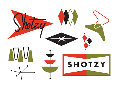 Shotzy App Branding 1950s 1960s 50s 60s atomic flat illustration mid century midcentury modern retro vintage