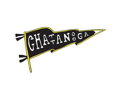 Chattanooga Pennant black chattanooga flag hand lettering highlighter illustration lettering pen and ink pennant tennessee yellow