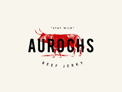 Aurochs Jerky beef jerky cow jerky logo meat red retro vintage
