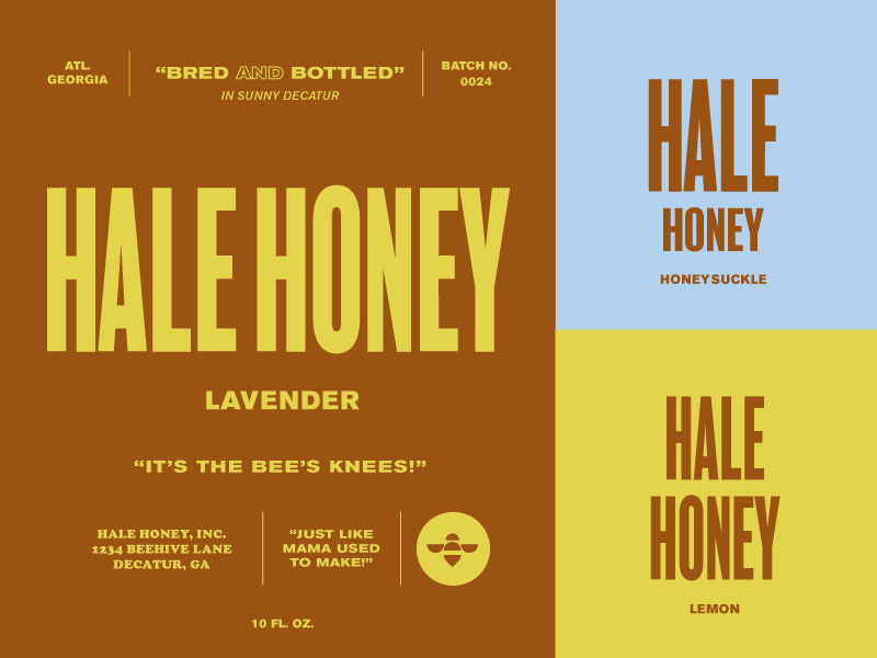 Hale Honey midcentury mcm 60s propoganda lettering color icon logo illustration typography vintage retro type branding bee honeybee packaging honey