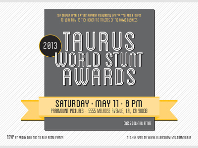 2013 Taurus World Stunt Awards Invite event branding invitations print design