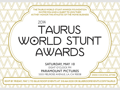 2014 Taurus World Stunt Awards Invite event branding invitations print design