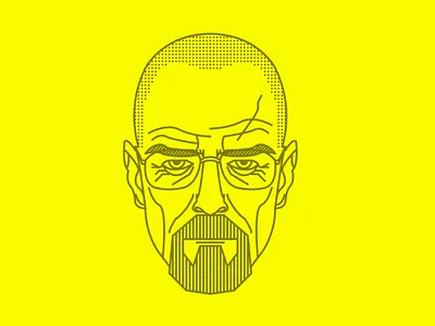 Walter White X Heisenberg brand branding breaking bad bryan cranston cairo design hbo heisenberg illustration illustrator lineart mark vector vectorart walter white yellow