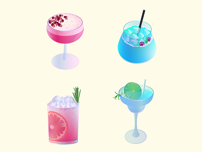 Blue & Pink Cocktails design graphic design illustration vector