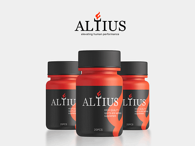 Altius supplements logo branding design fire logo package design sports supplement torch