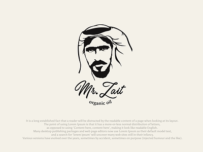 Mr. Zait arabian charcater based handrawn illustration logo oil organic