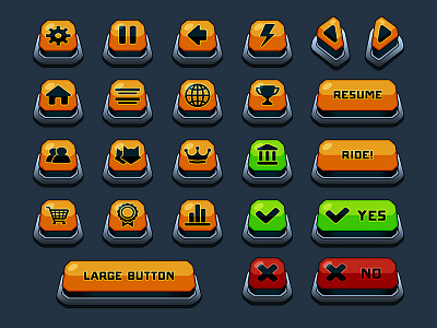 Buttons Set buttons cartoon futuristic machine roost riders sci fi ui user interface