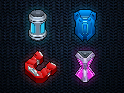 Power Up Icons boost cartoon futuristic icons magnet power up roost riders sci fi shield time ui user interface