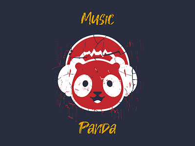 Cute Distressed Music Panda design flat design graphic design grunge grungy grungy texture illustration typography vector