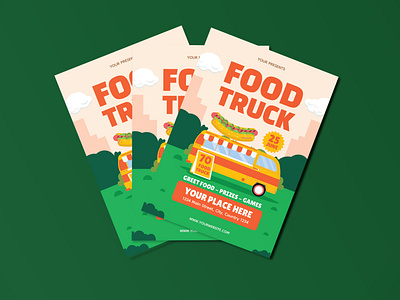 Food Truck Flyer set a4 ai branding design flyer flyer poster food foodtruck graphic design illustration ps vector