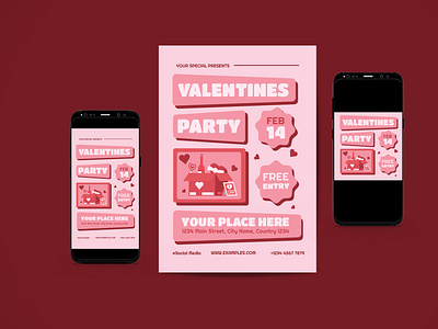 Valentines Party Flyer Set