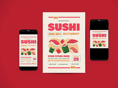 Sushi Restaurant Flyer Set