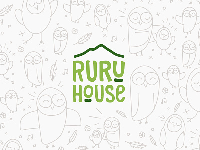 Ruru House branding childhood early-childhood green house identity kids kindergarten logo love owl ruru