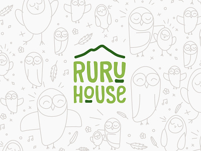 Ruru House branding childhood early childhood green house identity kids kindergarten logo love owl ruru