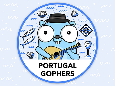 Portugal Gophers blue gophers illustration lisbon nata portugal portuguese sardine sticker tile