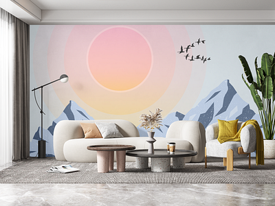 sunset wall art background graphic design illustration painting sunset vector wallart