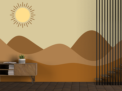 dark desert sunset background design graphic design illustration painting vector wallart