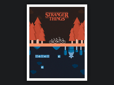 Stranger Things design graphicdesign illustration inspiration lineart mockup netflix poster simplistic strangerthings supermario tv