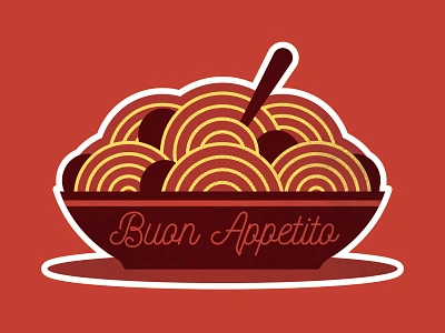 Spaghetti and Meatballs! and appetito buon illustration italy meatballs playoff spaghetti sticker stickermule