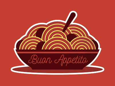 Spaghetti and Meatballs! and appetito buon illustration italy meatballs playoff spaghetti sticker stickermule