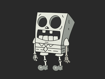No Service Sponge Skeleton boo cartoons illustration scary skeleton skull spongebob squarepants
