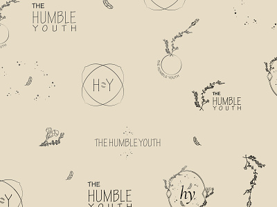 The Humble Youth Brand Elements brand design branding feather feathers floral flowers flowershop fun graphic designer hand drawn humble leaves nature stars typeface typographic typography vines whimsical youth