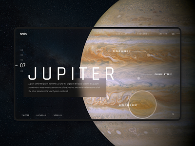 Jupiter - Sol's System concept design futuristic futuristic ui jupiter landing landing page minimal minimalist solar system space ui ux web website website concept website design