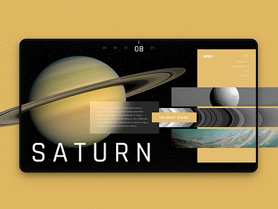 Saturn - Sol's System concept design futuristic futuristic ui landing landing page minimal minimalist saturn solar system space ui ux web website website concept website design