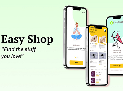 Easy Shop - Find the stuff you love 3d animation app branding design graphic design illustration logo motion graphics typography ui ux vector