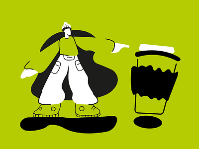 Flat Character Illustration with coffee mug