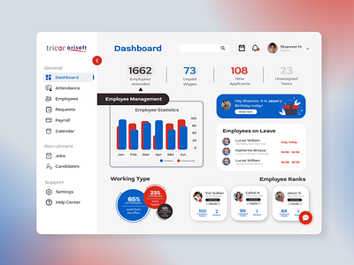 Dashboard UI Design clean design dashboard dashboard page design employee management illustration interface ui ui design ui ux ux