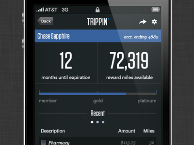 Trippin' app avenir ios iphone simple stats texture ui