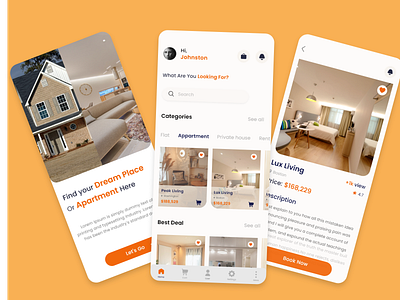 Real estate design house or apartment mobile app design real estae app design real estate ui