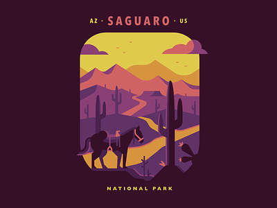 Saguaro National Park backpacking cactus desert hike horse mountain national park path poster saddle saguaro wpa poster