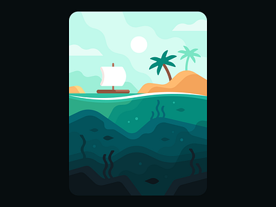 Tides: A Fishing Game (Transition Screen) boat caribbean fishing palm paradise raft sail tropical underwater vacation water