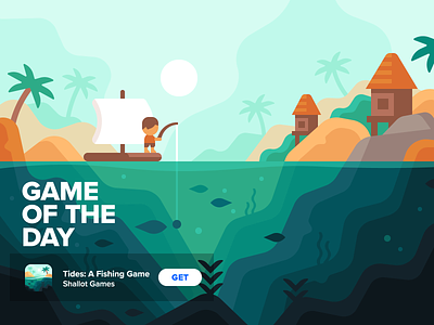 Tides: A Fishing Game - Game of the Day beach boat fish fishing game palm raft tides tropical underwater